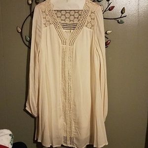 Boho style long sleeve mini dress